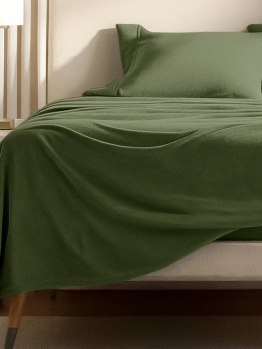 Bare Polar Fleece Green Bed Sheet Set